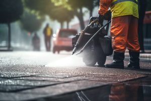 Asphalt power washing